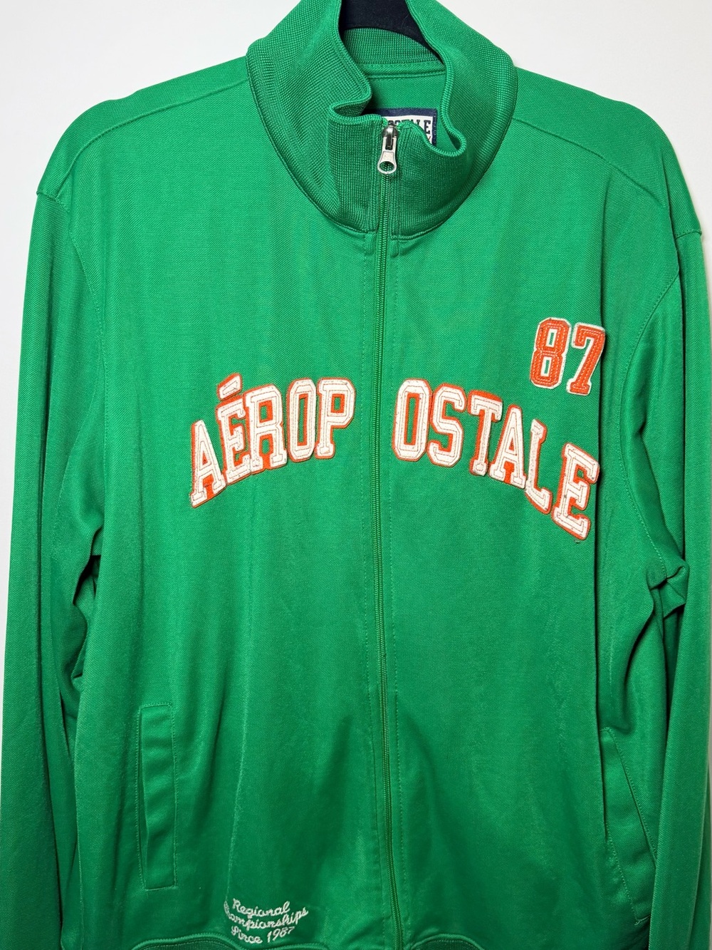 Aeropostale 87 Track Jacket Mens XL Green Full Zip Varsity Y2K Athletic